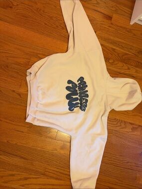Princess Polly Light Pink Hoodie with Blue Graphic